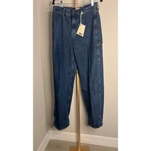 Cuffed Starch Jeans - Flat Blue